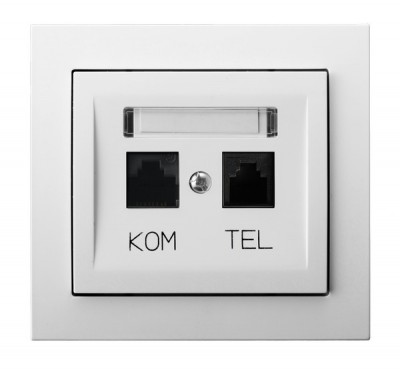 Gniazdo komputerowo-telefoniczne RJ 45 kat. 5e, (8-stykowe) + RJ 11 (6-stykowe)